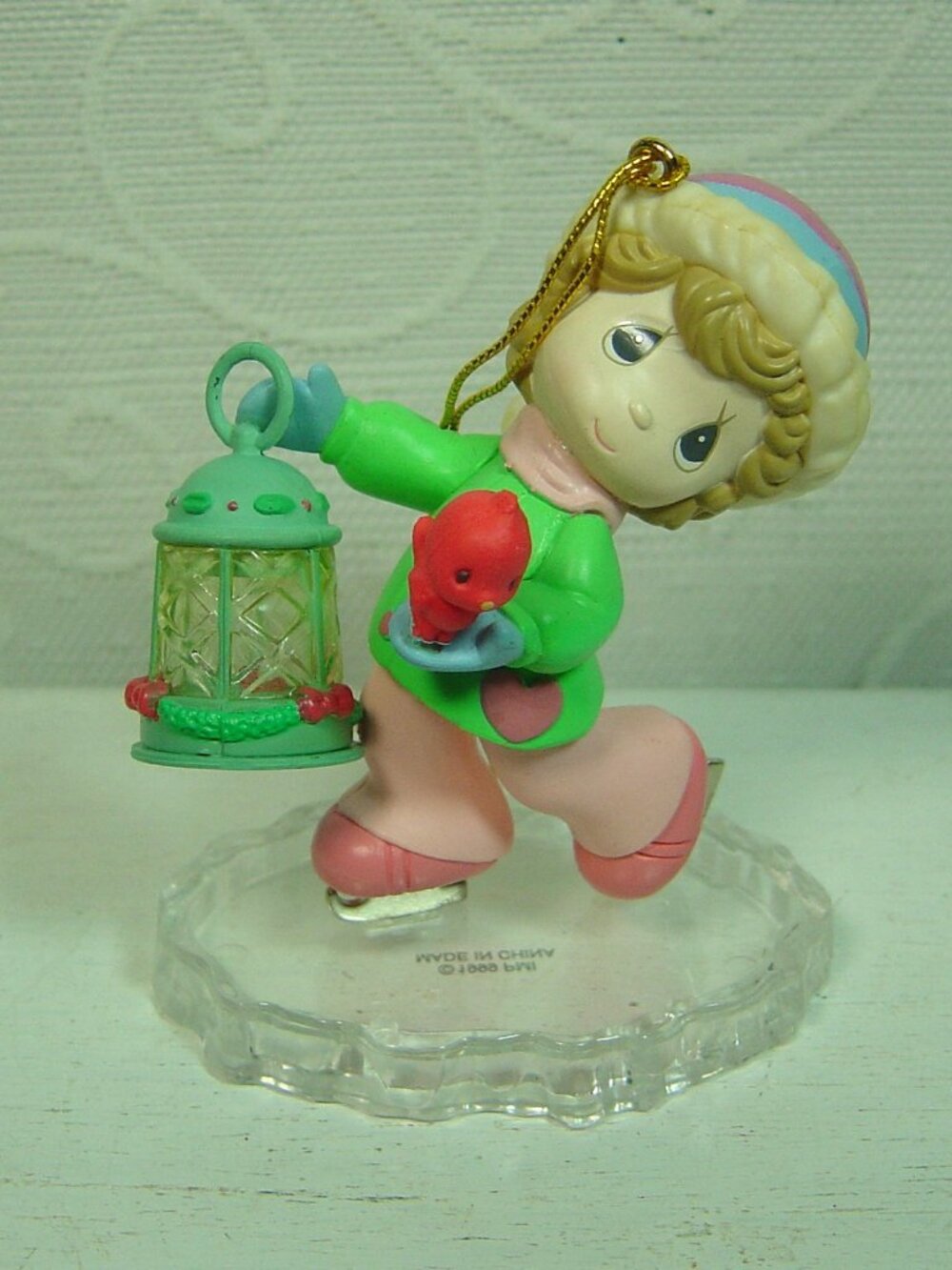 Vintage Precious Moments ornament-skating girl with light up lantern-1999